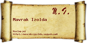 Mavrak Izolda névjegykártya